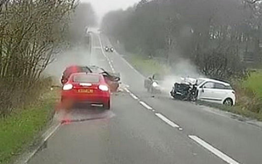 Father watches from behind as boy racer wipes out his family